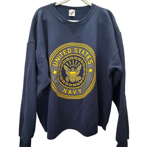 Soffe Other - Soffe US Navy Hoodie Mens XL Blue Yellow Crest Graphic Sweatshirt Americana USN
